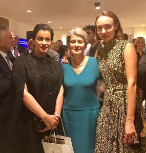 With Asma Aldakhil and Irina Bokova, Director-General of UNESCO at the UN headquarters in New York.